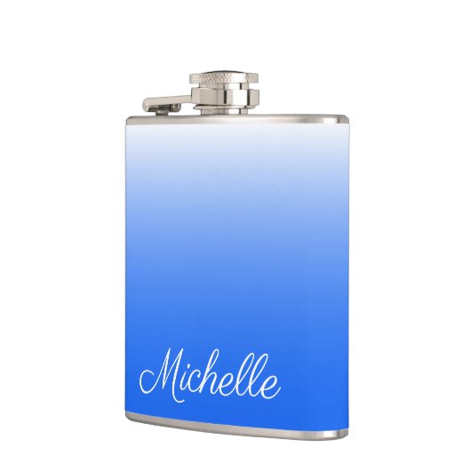 Gepersonaliseerde gradiëntombre elektrisch blauw heupfles (Links)