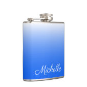 Gepersonaliseerde gradiëntombre elektrisch blauw heupfles (Rechts)