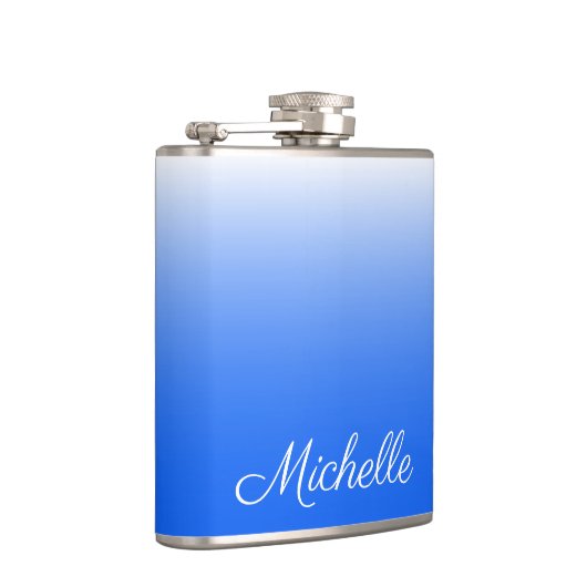 Gepersonaliseerde gradiëntombre elektrisch blauw heupfles (Rechts)