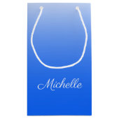Gepersonaliseerde gradiëntombre elektrisch blauw klein cadeauzakje (Achterkant)
