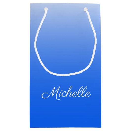 Gepersonaliseerde gradiëntombre elektrisch blauw klein cadeauzakje (Achterkant)