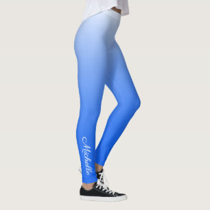 Gepersonaliseerde gradiëntombre elektrisch blauw leggings