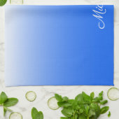 Gepersonaliseerde gradiëntombre elektrisch blauw theedoek (Gevouwen)