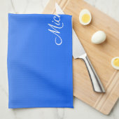 Gepersonaliseerde gradiëntombre elektrisch blauw theedoek (Quarter Fold)