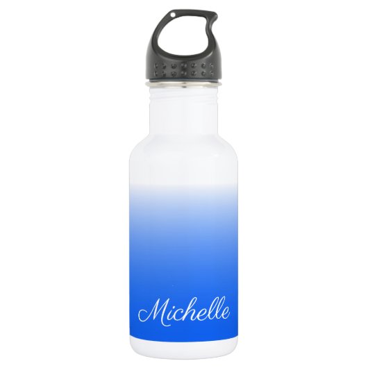 Gepersonaliseerde gradiëntombre elektrisch blauw waterfles (Voorkant)