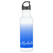 Gepersonaliseerde gradiëntombre elektrisch blauw waterfles  (Voorkant)
