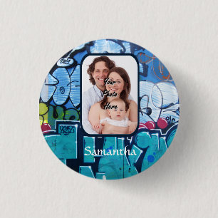 Gepersonaliseerde graffiti ronde button 3,2 cm