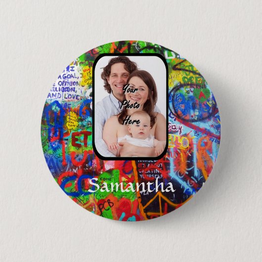 Gepersonaliseerde graffiti ronde button 5,7 cm (Voorkant)