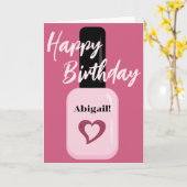 Gepersonaliseerde grafische moderne roze nagel Poo Kaart (Gele Bloem)