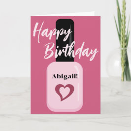 Gepersonaliseerde grafische moderne roze nagel Poo Kaart