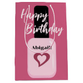 Gepersonaliseerde grafische moderne roze nagel Poo Medium Cadeauzakje (Voorkant)