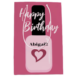 Gepersonaliseerde grafische moderne roze nagel Poo Medium Cadeauzakje