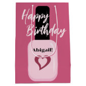 Gepersonaliseerde grafische moderne roze nagel Poo Medium Cadeauzakje (Achterkant)