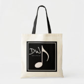 Gepersonaliseerde grafische muzieknoot op zwart tote bag (Voorkant)