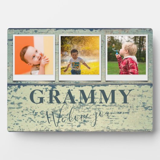 Gepersonaliseerde Grammy Grandchildren 3 Foto Coll Fotoplaat (voorkant)