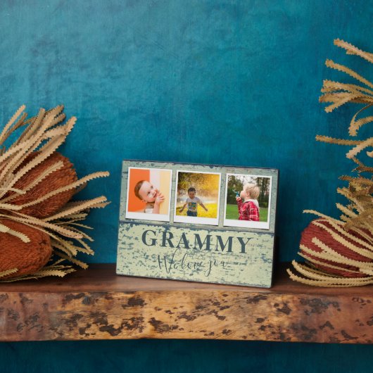 Gepersonaliseerde Grammy Grandchildren 3 Foto Coll Fotoplaat (Zijkant)