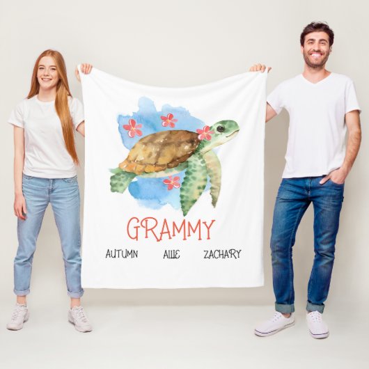 Gepersonaliseerde Grammy Turtle deken van kleinkin (In situ)