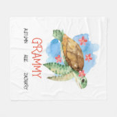 Gepersonaliseerde Grammy Turtle deken van kleinkin (Voorkant (Horizontaal))
