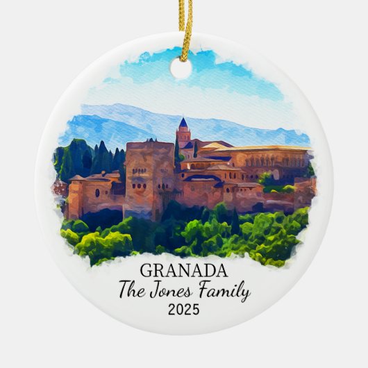 Gepersonaliseerde Granada Ornament, Spanje Keramisch Ornament (Voorkant)