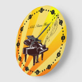 Gepersonaliseerde Grand Piano Noteert Geel en Goud Grote Klok (Hoek)