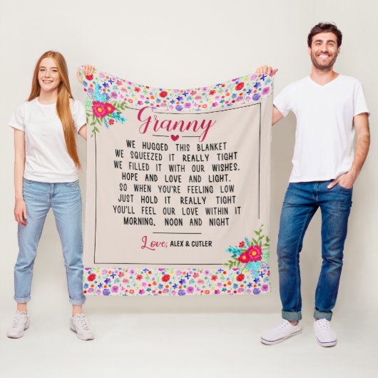 Gepersonaliseerde Granny Blanket Granny We knuffel Fleece Deken (In situ)