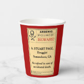 Gepersonaliseerde Grappig  Arsenicum Label Rood Papieren Bekers (Achterkant)