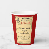 Gepersonaliseerde Grappig  Arsenicum Label Rood Papieren Bekers (Voorkant)