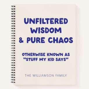 Gepersonaliseerde Grappig Kind Quote Ouder Humor K Notitieboek