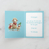 Gepersonaliseerde Grappige Aquarel Schapen Familie Feestdagen Kaart (Binnen)