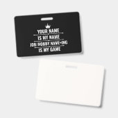 Gepersonaliseerde grappige baan- en hobbynaam badge (Voor- en achterkant)