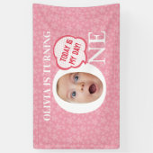 Gepersonaliseerde grappige baby gezicht 1e verjaar spandoek (Verticaal)