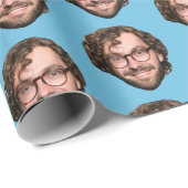 Gepersonaliseerde Grappige Blauwe Aangepaste Gezic Cadeaupapier (Rol Hoek)