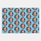 Gepersonaliseerde Grappige Blauwe Aangepaste Gezic Inpakpapier Vel (Voorkant 3)