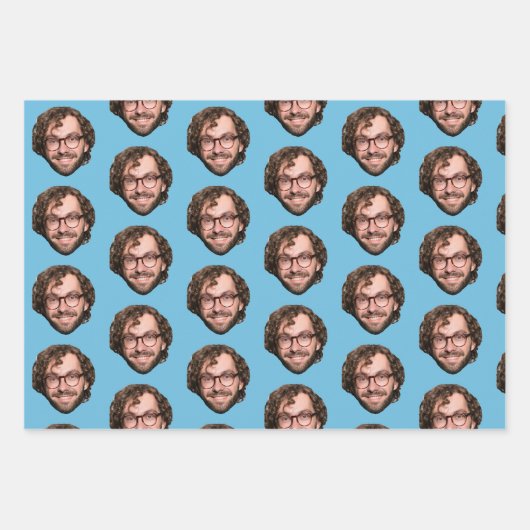 Gepersonaliseerde Grappige Blauwe Aangepaste Gezic Inpakpapier Vel (Voorkant 2)