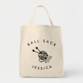Gepersonaliseerde grappige breien bal zak tote bag (Voorkant)