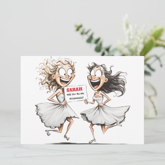 Gepersonaliseerde Grappige Bruidsmeisje Voorstel K Kaart (Staand voorkant)