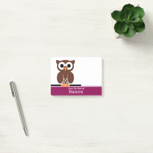 Gepersonaliseerde Grappige Bruine Uil Post-it® Notes (Kantoor)
