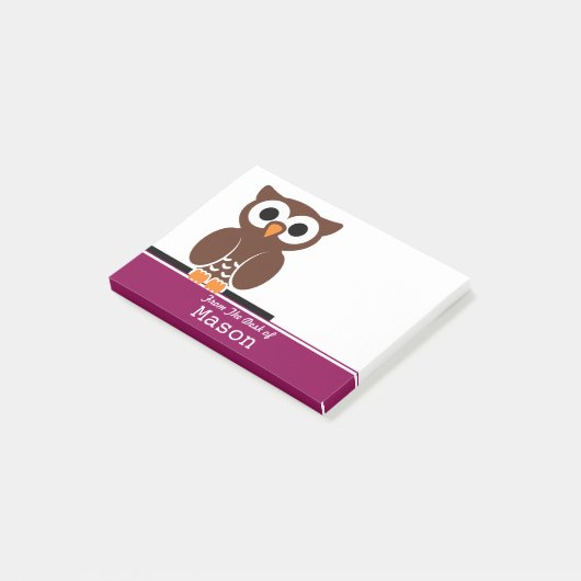 Gepersonaliseerde Grappige Bruine Uil Post-it® Notes (Schuin)