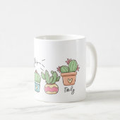 gepersonaliseerde grappige cactus met aangepaste n koffiemok (Voorkant rechts)