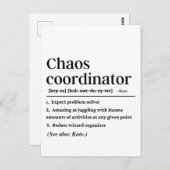Gepersonaliseerde Grappige Chaos Coördinator Defin Briefkaart (Voorkant / Achterkant)