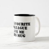 Gepersonaliseerde Grappige Collega Gift Secret San Tweekleurige Koffiemok (Voorkant rechts)