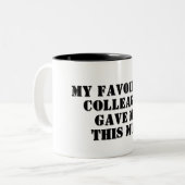 Gepersonaliseerde Grappige Collega Gift Secret San Tweekleurige Koffiemok (Voorkant links)