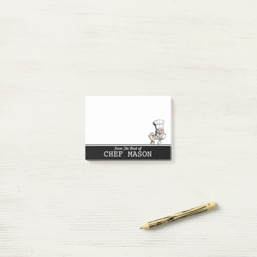 Gepersonaliseerde grappige dikke chef-kok post-it® notes (Op bureau)