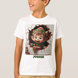 Gepersonaliseerde Grappige Elf Kerstmis T-shirt