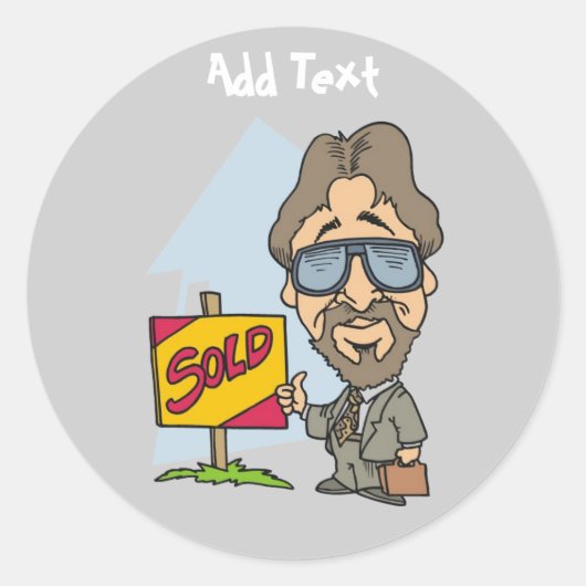 Gepersonaliseerde grappige Estate Realtor cartoon Ronde Sticker (Voorkant)