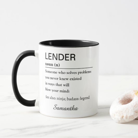 Gepersonaliseerde Grappige Geldschieter Definitie Mok (Met donut)
