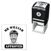 Gepersonaliseerde grappige gezicht leraar goedgeke  zelfinktende stempel (In situ)