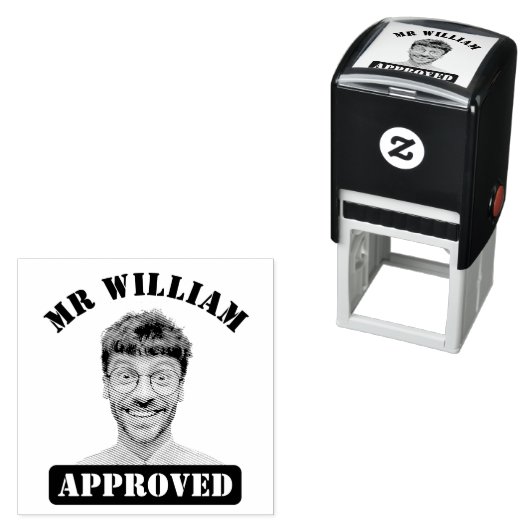 Gepersonaliseerde grappige gezicht leraar goedgeke  zelfinktende stempel (In situ)