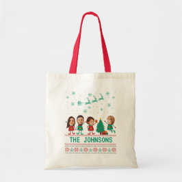 Gepersonaliseerde Grappige Gezichtsfoto Kerst Elf  Tote Bag