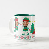 Gepersonaliseerde Grappige Gezichtsfoto Kerst Elf  Tweekleurige Koffiemok (Voorkant links)